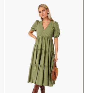 Tuckernuck Hyacinth House Tiered Penny Midi Dress in Green